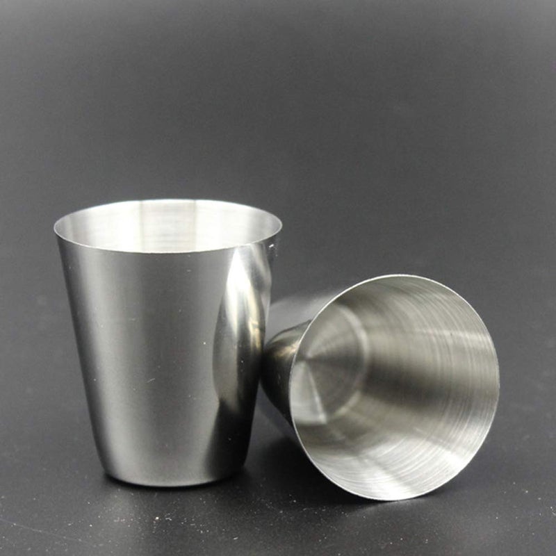 lasenersm 4 Pieces 30ml (1oz) Stainless Steel Shot Cups Shot Glass Drinking Vessel with One Black PU-Leather Carrying Case Outdoor Camping Travel Coffee Tea Cup, Silver Cup, Black Case - Image 4